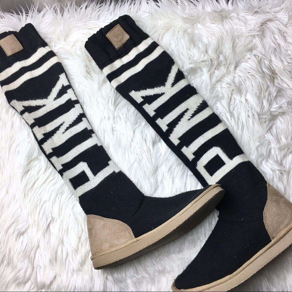 Pink by VS sweater Boots RARE Mukluks 9/10